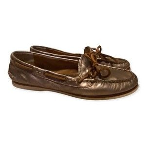 Frye Leather Boat Shoes Metallic